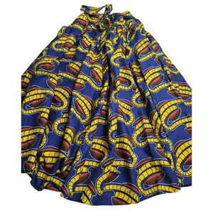 Laddi High Waisted Blue African Print Dashiki Maxi Skirt With Pockets‎ One Size